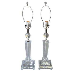 Decorating with lucite crystal and glass - Pair_of_Glass Lucite_Lamps.jpg